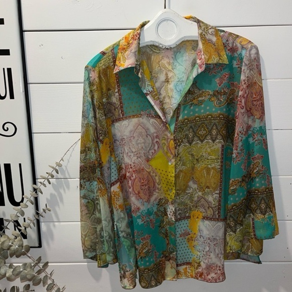ZARA light colorful printed blouse size  M